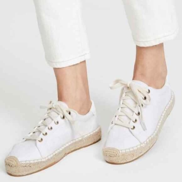 Soludos Shoes - Soludos Sneakerdrille Lace Up Espadrille Leather Sneaker size 6 White